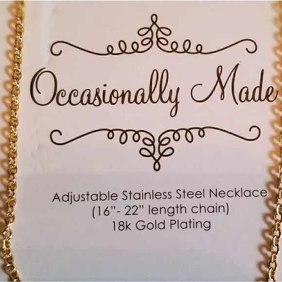 June Engraved Stainless Steel 18k Necklace NEW - Picture 4 of 5